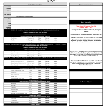 2021 LVMS PZ400 NASCAR Menu Order Form
